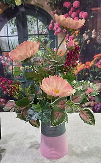 Silk Arrangement pink watering can