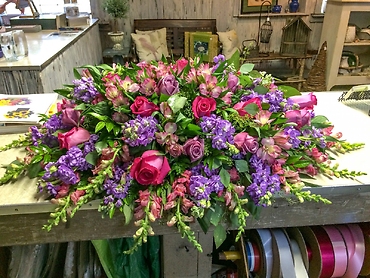 Lavender grace casket spray