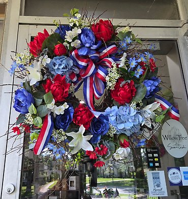 Red, white and blue silk wreath