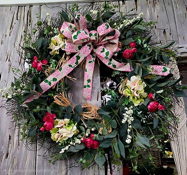Pink silk wreath